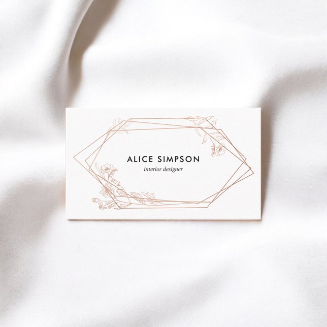 Rose Gold Geometric Floral Business Card (Creator Uploaded)