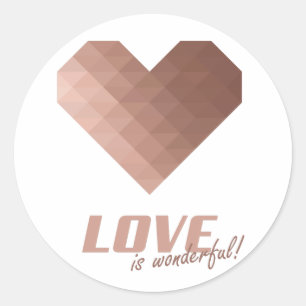 Rose Gold Geometric Heart Wonderful Love Classic Round Sticker