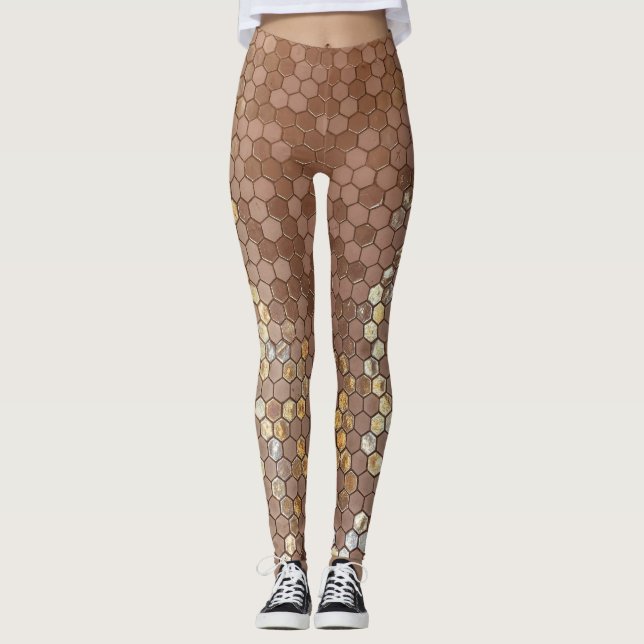 Rose Gold Geometric Leggings (Front)