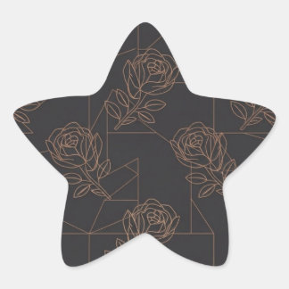 Rose Gold Geometric Line Art Pattern Star Sticker