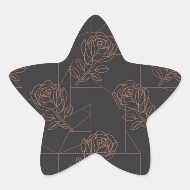 Rose Gold Geometric Line Art Pattern Star Sticker (Front)