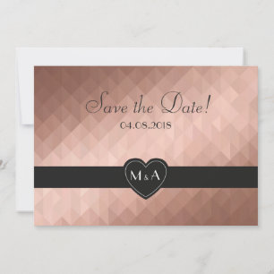 Rose gold geometric metallic effect save the date