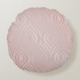 Rose gold geometric seamless pattern round cushion