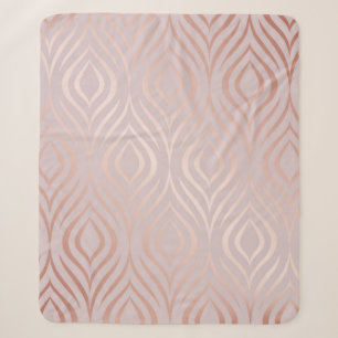 Rose gold geometric seamless pattern sherpa blanket