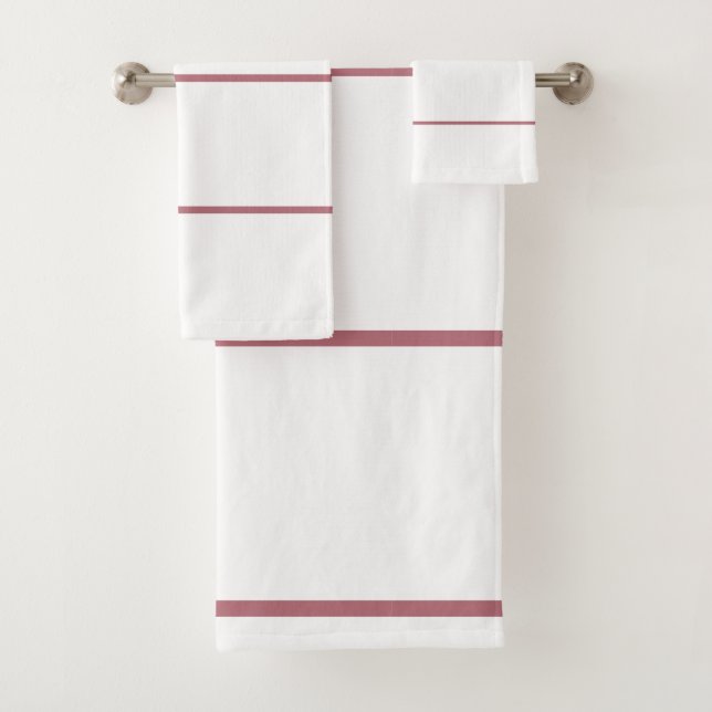 Rose Gold Geometric White Stripes Bath Towel Set (Insitu)