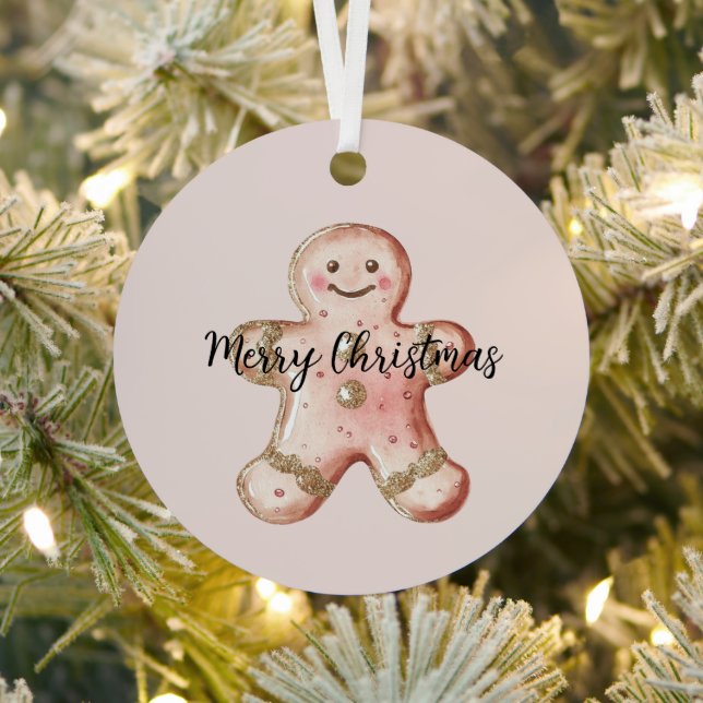 Rose Gold Gingerbread Cookie and Tree Metal Tree Decoration (Insitu)