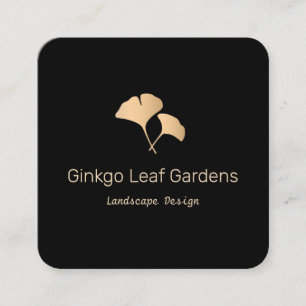 Rose Gold Ginkgo Leaf Landscaping Logo Square Business Card