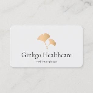 Rose Gold Ginkgo Leaf Logo Business Card