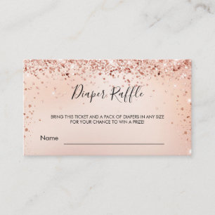 Rose gold girl baby shower diaper raffle ticket enclosure card