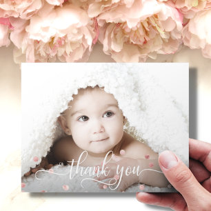 Rose Gold GIRL Baby Shower THANK YOU Photo + Text Card