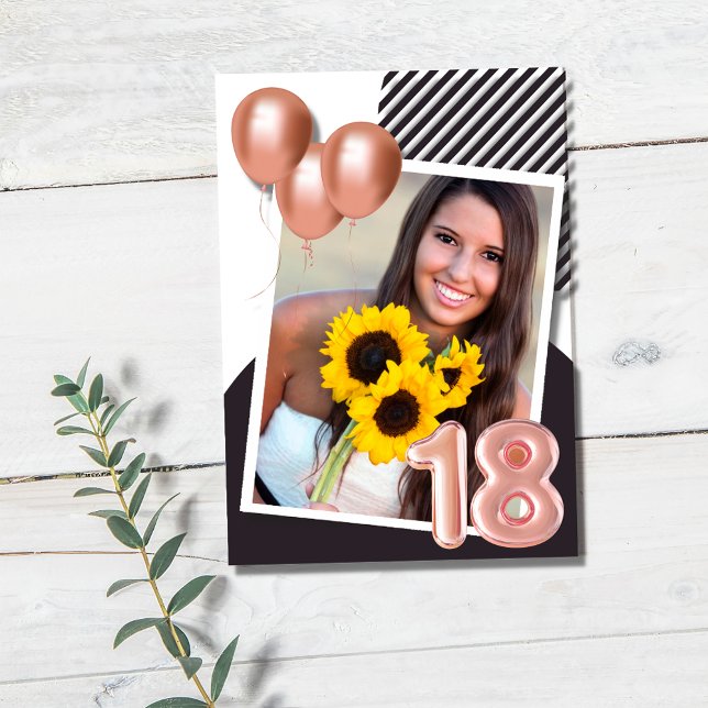 Rose Gold Girl Photo 18th Birthday Party  Invitation (Creator Uploaded)