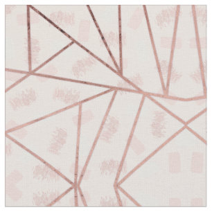 Rose Gold Girly Geometric Brushstroke Triangles Fabric