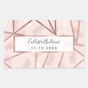 Rose Gold Girly Geometric Brushstroke Triangles Rectangular Sticker