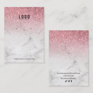 Rose Gold Girly Glitter Modern necklace earrings Business Card