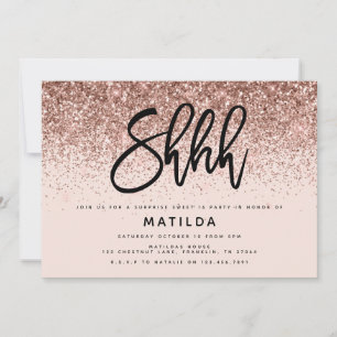 Rose gold girly glitter modern surprise birthday