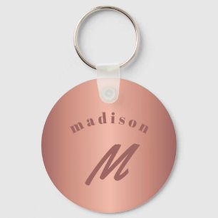 Rose gold girly monogram name chic elegant key ring