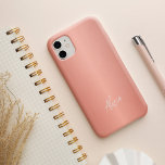 Rose gold girly signature name personalised Case-Mate iPhone 14 case<br><div class="desc">Modern simple elegant faux rose gold phone case with custom name white script signature.</div>