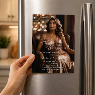 Rose Gold Glam 50th Birthday Photo Magnetic Invitation