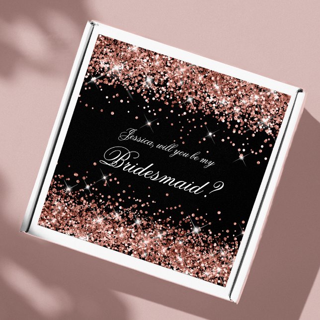 Rose Gold Glam Black Bridesmaid Proposal Gift Box (Creator Uploaded)