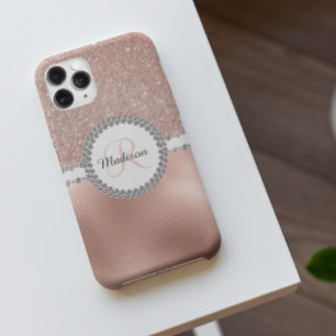 Rose Gold Glam Diamond Monogram Trendy Case-Mate Samsung Galaxy S8 Case