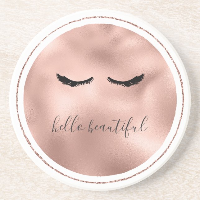 Rose Gold Glam Eyelashes Coaster (Front)