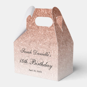 Rose Gold Glam Glitter Any Year Birthday Favour Box