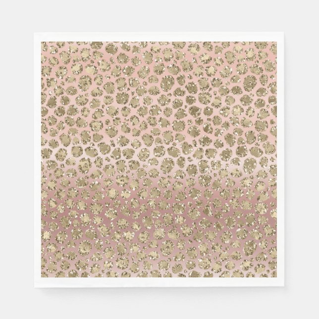 Rose Gold Glam Glitter Leopard   Napkin (Front)