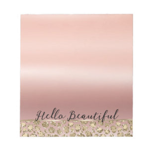 Rose Gold Glam Glitter Leopard Notepad