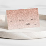 Rose Gold Glam Glitter Personalised Place Card<br><div class="desc">This trendy glitter place card has faux glitter on the front with an area for you to write in the names and table numbers (by hand). The back features the same glitter pattern with your event and date. Use the template form to add your own information. The "Customise Further" feature...</div>