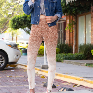 Rose Gold Glam Glitter Sparkle Ombre Marble Leggings