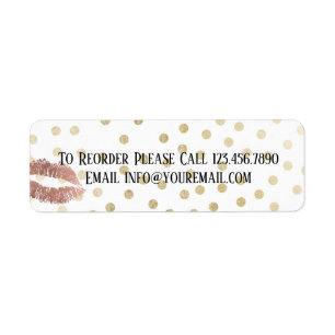 Rose Gold Glam Lips Makeup Distributor Reorder Return Address Label