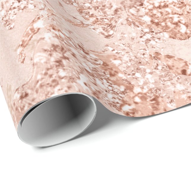 Rose Gold Glam Skinny Glitter Bride Grey Copper Wrapping Paper (Roll Corner)