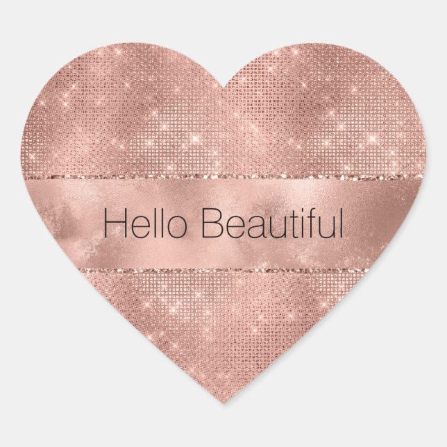 Rose Gold Glam Sparkle  Heart Sticker (Front)