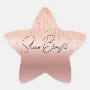 Rose Gold Glam Strings Star Sticker