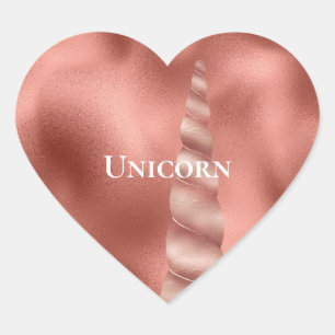 Rose Gold Glam Unicorn Birthday Heart Sticker