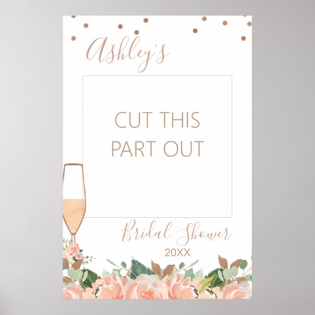 Rose Gold Glass Bridal Shower Photo Booth Frame Poster (Front)