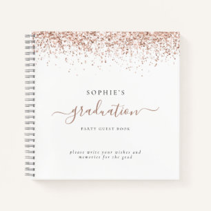 Rose Gold Glitter 2024 Graduation Party Guest Book