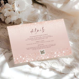 Rose Gold Glitter 21st Birthday Details Enclosure Card