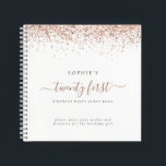Rose Gold Glitter 21st Birthday Party Guest Book<br><div class="desc">Rose Gold Glitter 21st Birthday Party Guest Book. An alternative to the regular guest book in this collection. A great keepsake of your special birthday celebrations. Easily personalise the text on the front and back.</div>