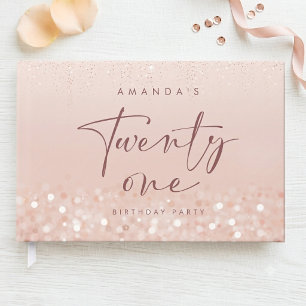 Rose Gold Glitter 21st Birthday Party Guest Book