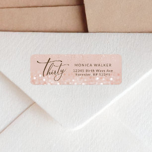 Rose Gold Glitter 30th Birthday Return Address Label