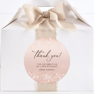 Rose Gold Glitter 50th Birthday Classic Round Sticker