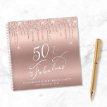 Rose Gold Glitter 50th Birthday Party Guest Book<br><div class="desc">Chic guest book for her 50th birthday party featuring "50 & Fabulous" in an elegant white scrip and rose gold faux glitter. Personalise with her name and the party date.</div>