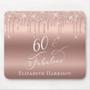Rose Gold Glitter 60th Birthday Mouse Pad