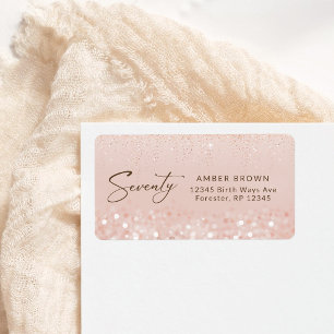 Rose Gold Glitter 70th Birthday Address Label