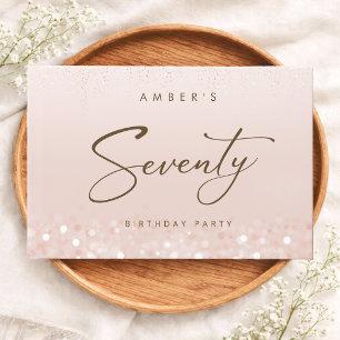 Rose Gold Glitter 70th Birthday Party Guest Book
