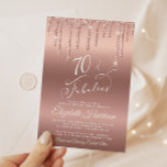 Rose Gold Glitter 70th Birthday Party Invitation<br><div class="desc">Elegant and chic 70th birthday party invitation with "70 & Fabulous" in stylish white script against a rose gold background,  with rose gold faux glitter dripping from the top.</div>