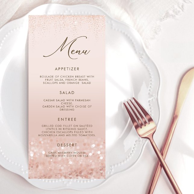 Rose Gold Glitter 80th Birthday Menu Card (Rose Gold Glitter 80th Birthday Menu Card)