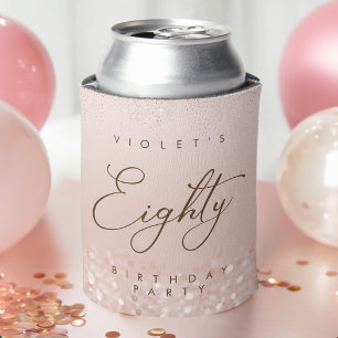 Rose Gold Glitter 80th Birthday Party Can Cooler