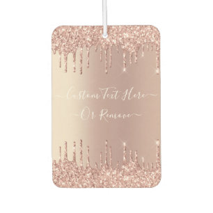 Rose Gold Glitter Air Freshener with Your Text 